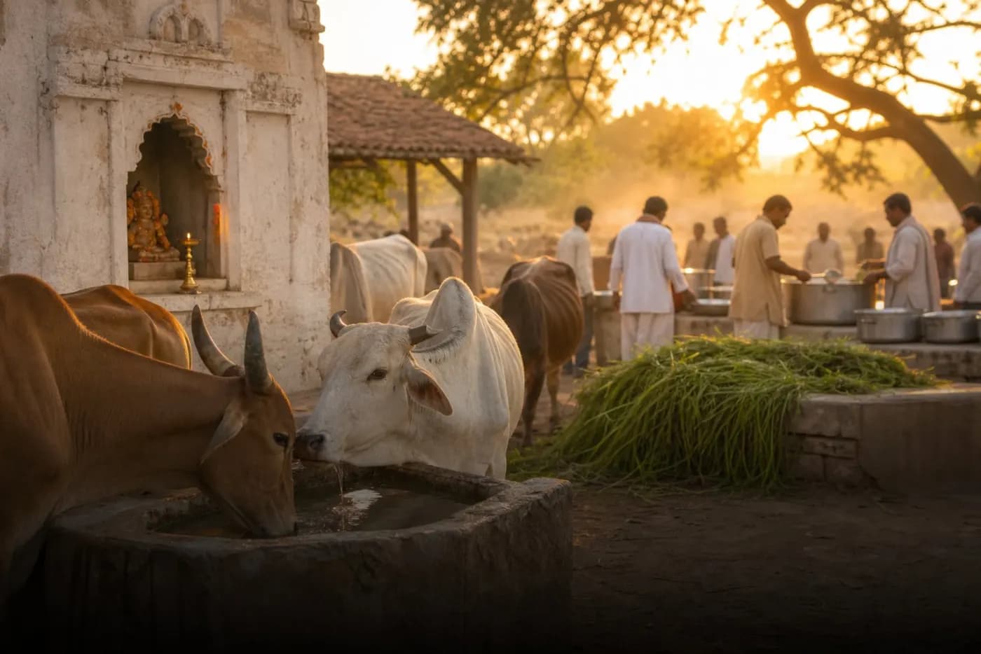 Gau seva and annadanam at the trust ashram