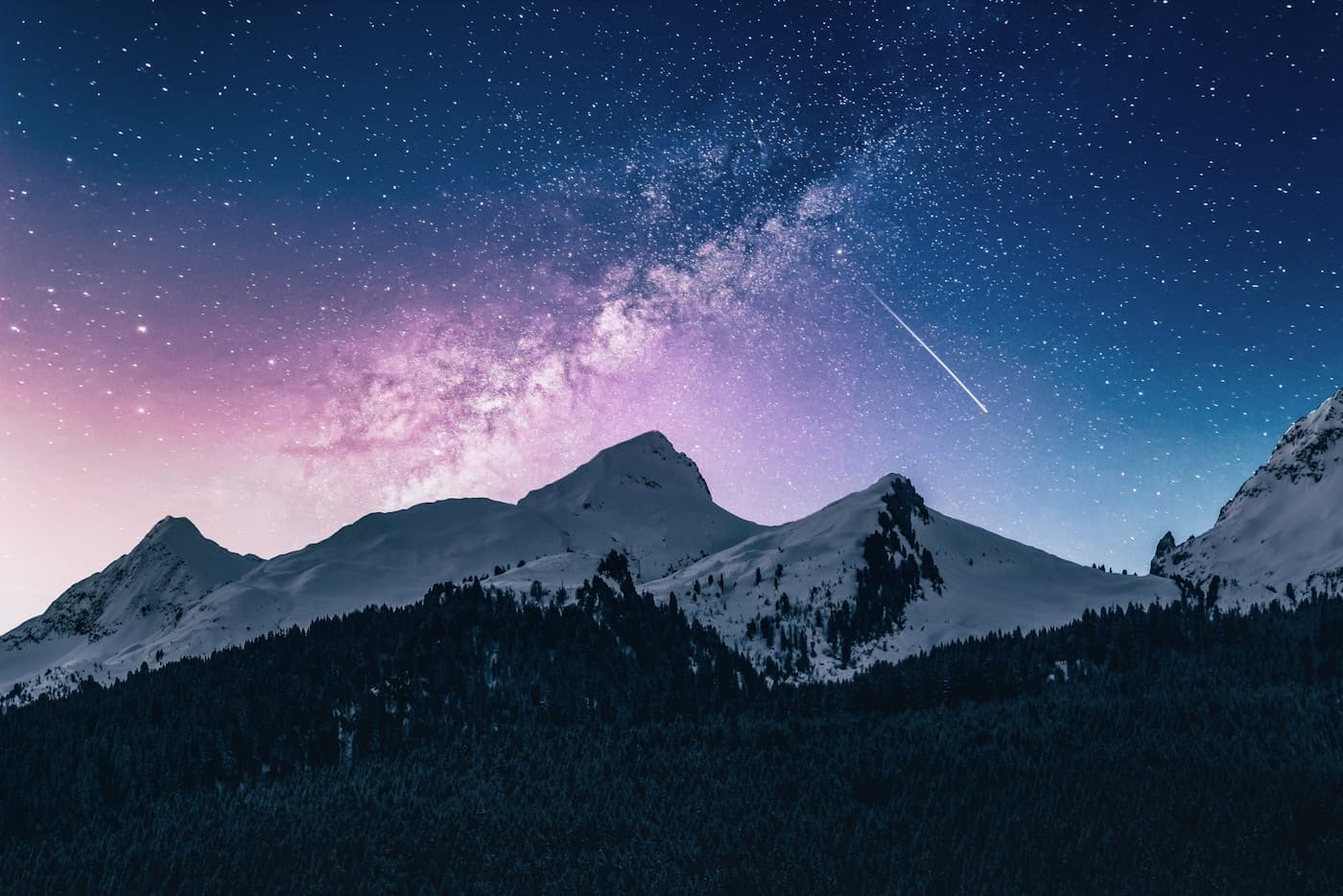 Mountain under starry Milky Way